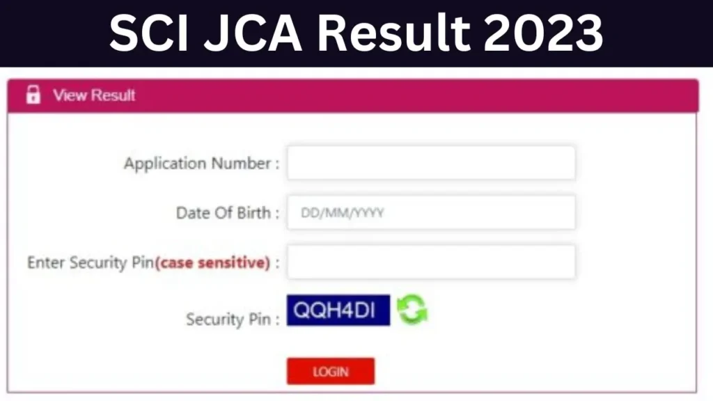 SCI JCA Result 2023