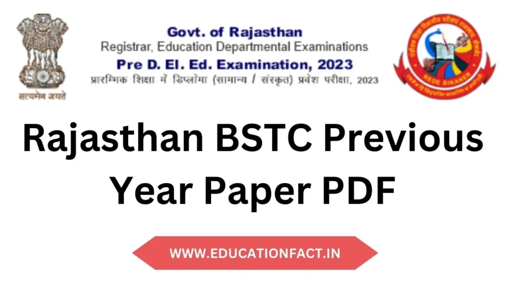 Rajasthan BSTC Previous Year Paper